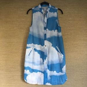 Mara Hoffman sky print linen tunic shirt dress XS